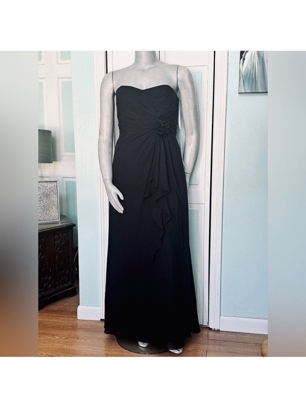 Size 16 Black Chiffon Bridesmaid Dress Mother of Bride Groom Gala Gown Cruise